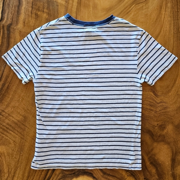 Boys Polo Ralph Lauren White Navy Blue Striped Short Sleeve Tee Size 8 - Picture 3 of 6